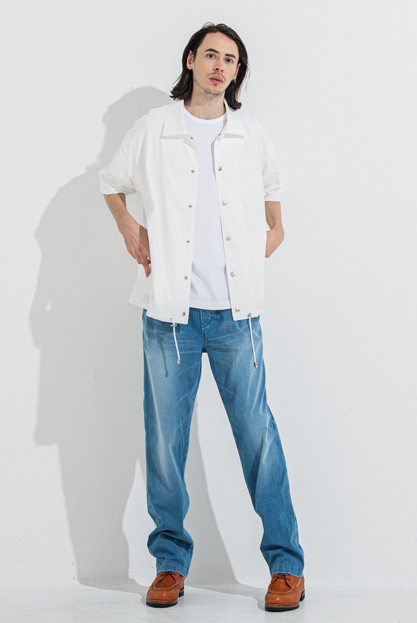 【ご予約受付中】NYLON HALF COACH JACKET RC36-C-002 コーチジャケット セットアップ / WHITE