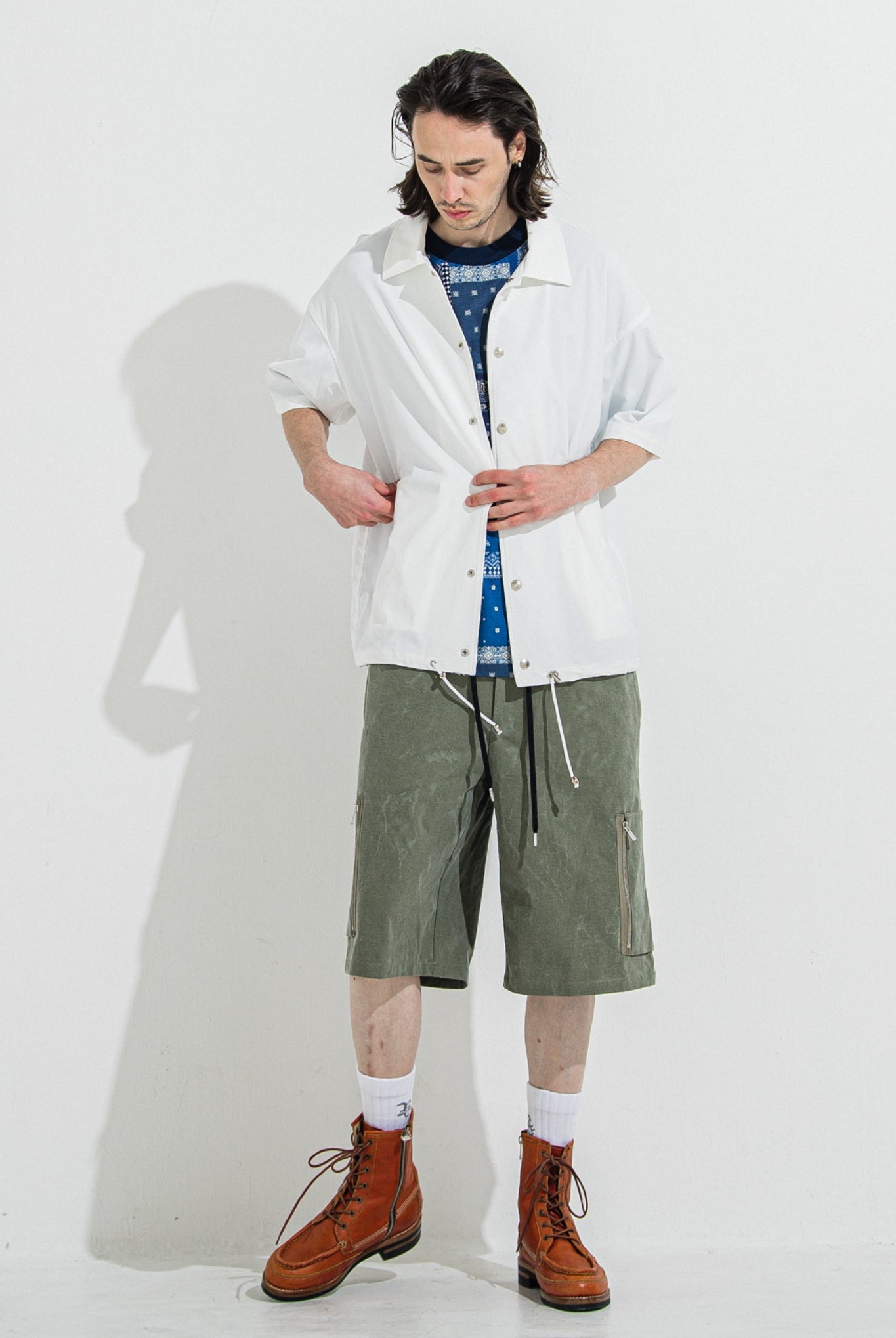 【ご予約受付中】NYLON HALF COACH JACKET RC36-C-002 コーチジャケット セットアップ / WHITE