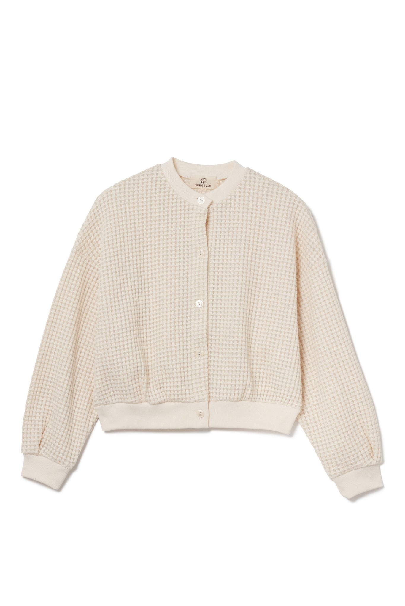 BIG WAFFLE CARDIGAN LSEA24A8649-M カーディガン ドロップショルダー ショート丈 日本製 / CREAM