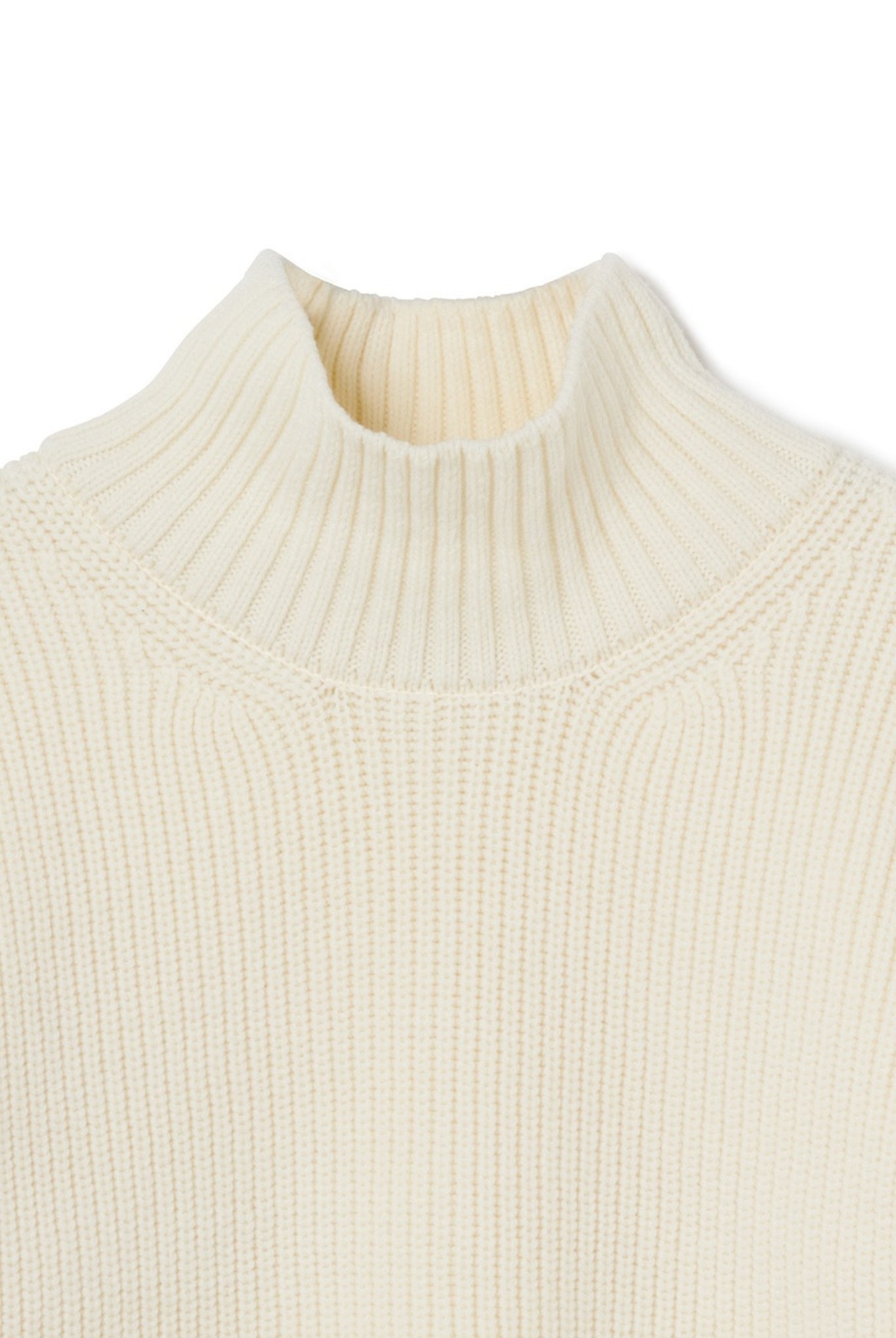 PATCHWORK KNIT PULLOVER LSEA24A9620-K ニット ハイネック ウール 100% ショート丈 日本製 / IVORY