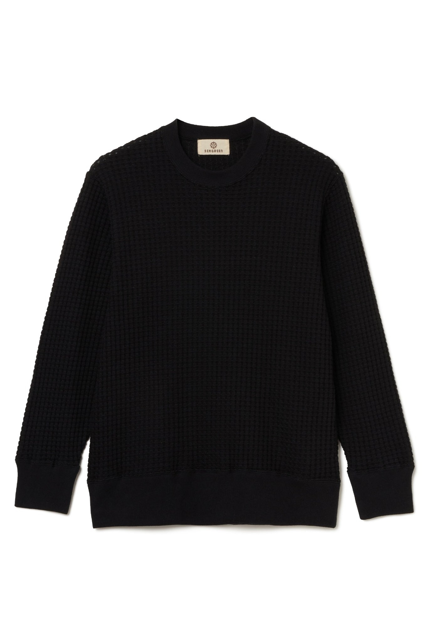 BIG WAFFLE PULLOVER MSEA24A8234-M プルオーバー カットソー ジップポケット付き 速乾 軽量 ストレッチ 日本製 / BLACK