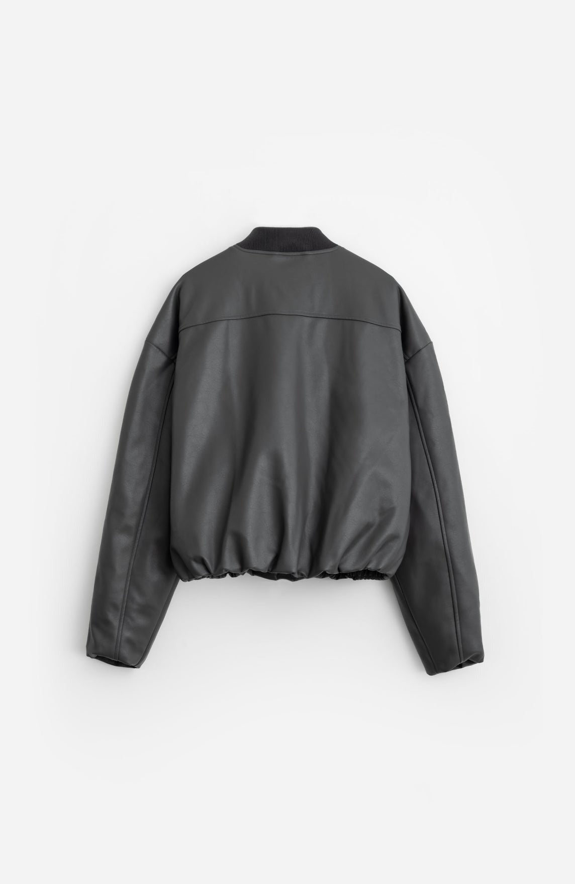 Faux Leather Oversized Cropped Bomber SLA-M3313JK ジャケット / BLACK