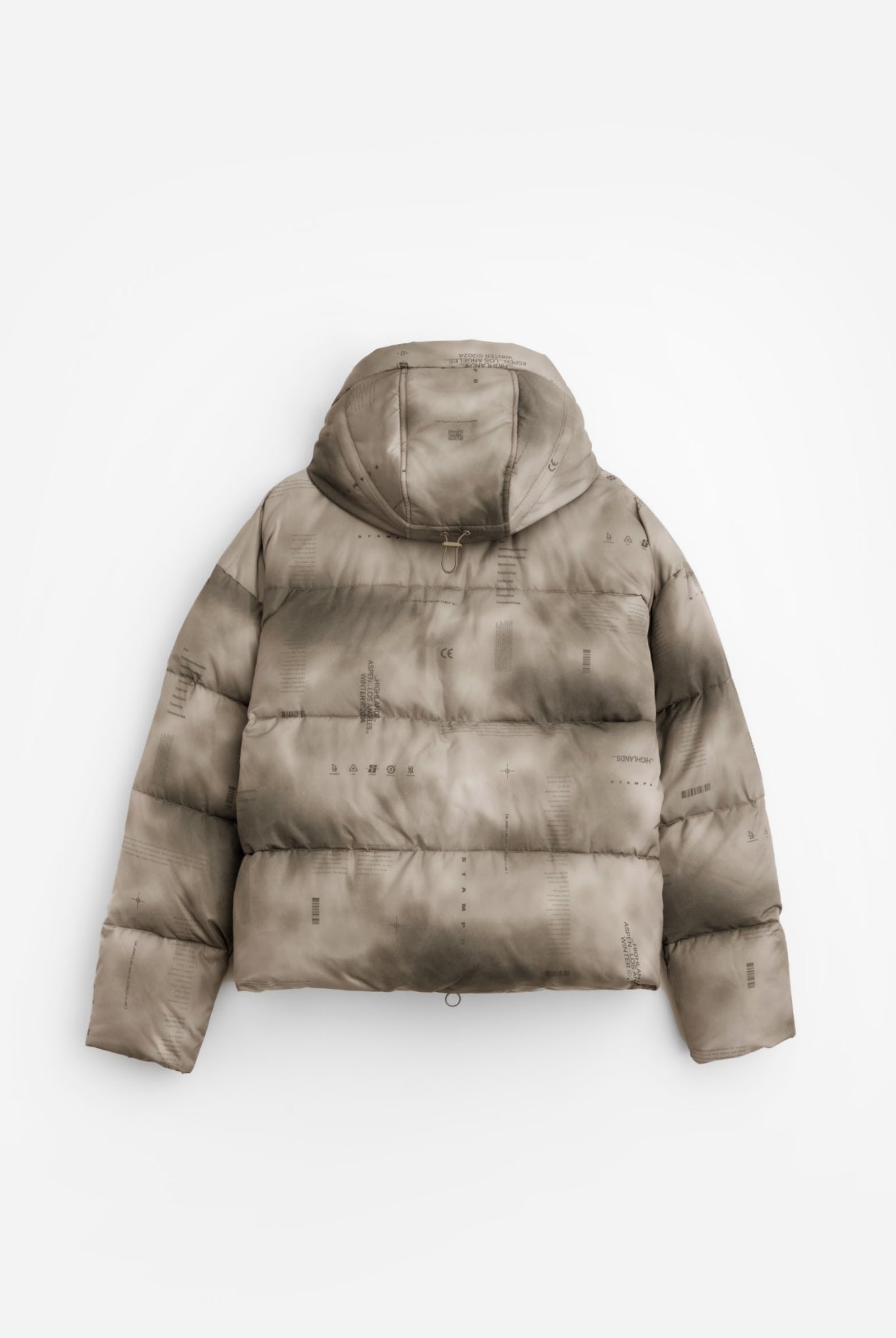 Cropped Puffer SLA-M3576JK ジャケット ショート丈 着脱可能なフード ユニセックス セットアップ / Ice Print