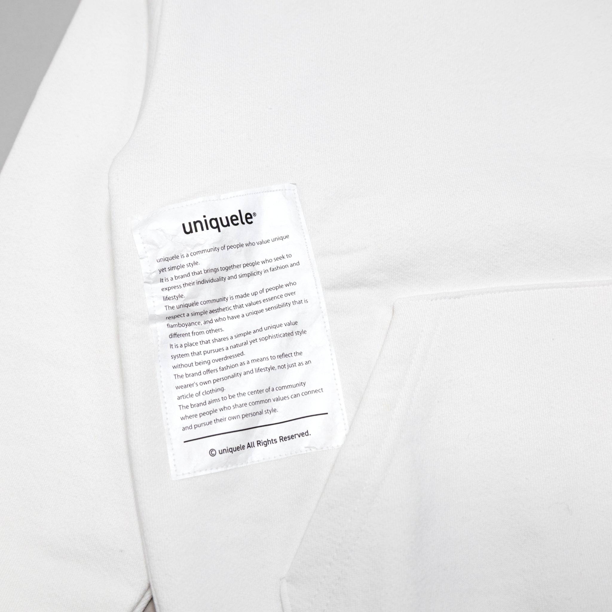 uniquele　HEAVY FLEECE HOODIE スウェット フーディ  FD2001 WHITE ホワイト