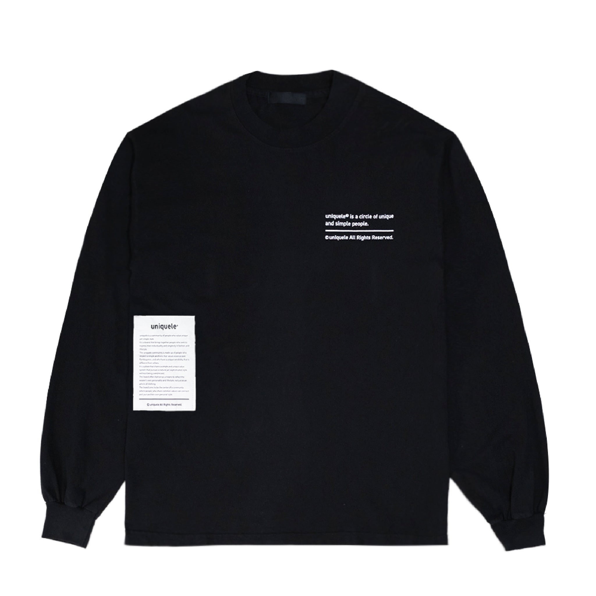 uniquele　LONG SLEEVE CREW NECK T-SHIRT ロングスリーブ クルーネック ロンT LS2001 BLACK ブラック