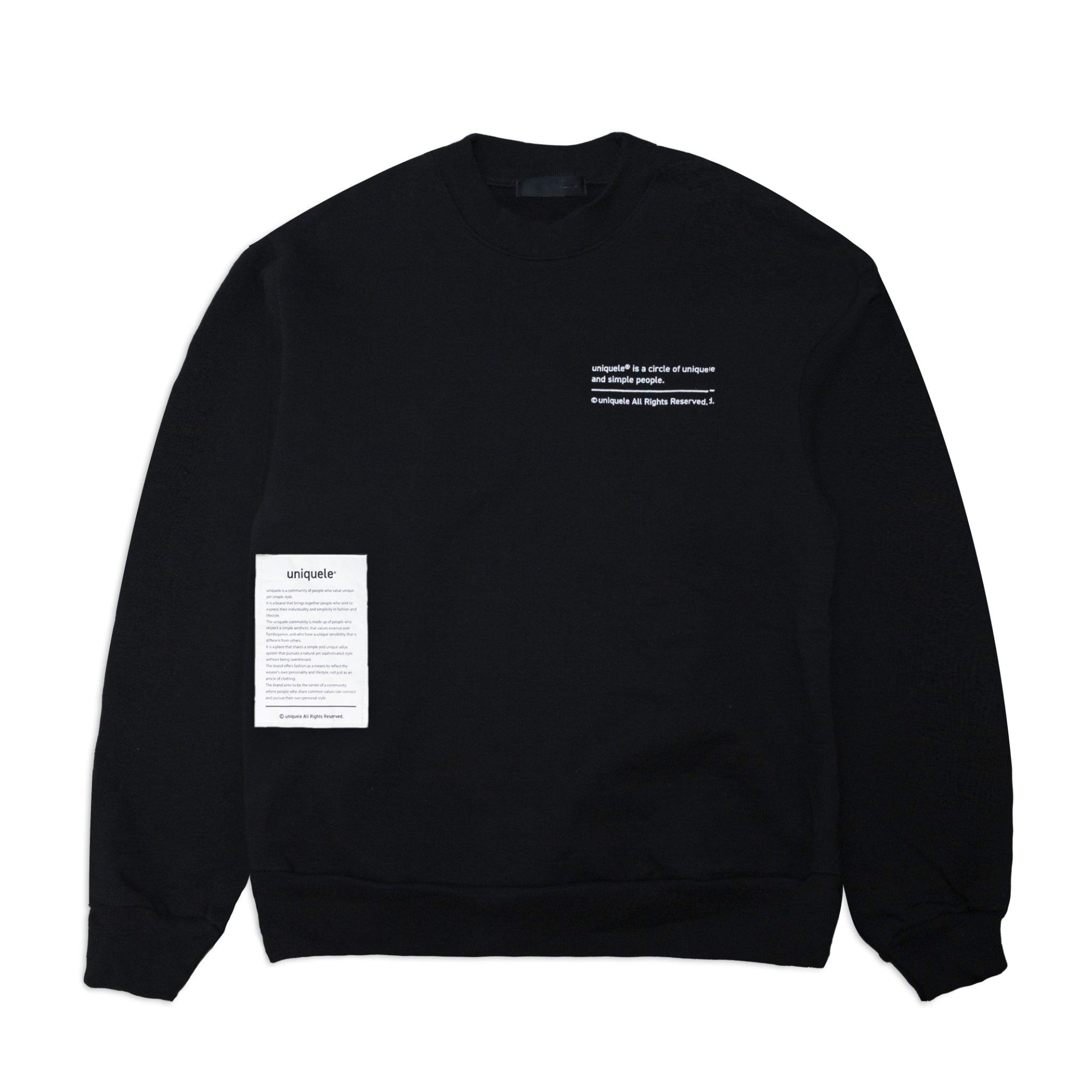 uniquele　HEAVY FLEECE CREWNECK SWEAT クルーネック スウェット SW2001 BLACK ブラック
