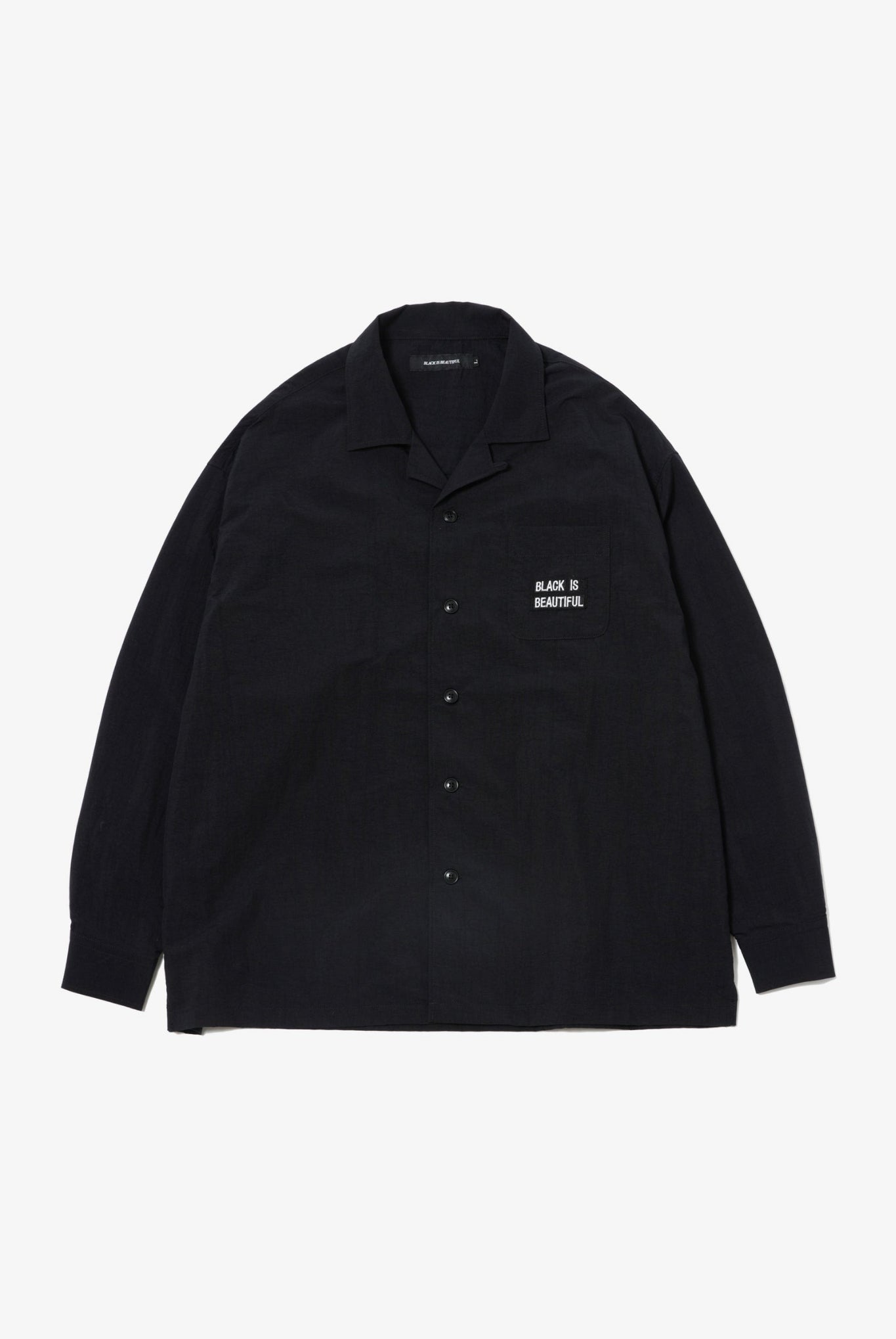 NYLON L/S SHIRTS B088 B089 シャツ 特殊素材 撥水 軽量 コットンライク セットアップ / BLACK