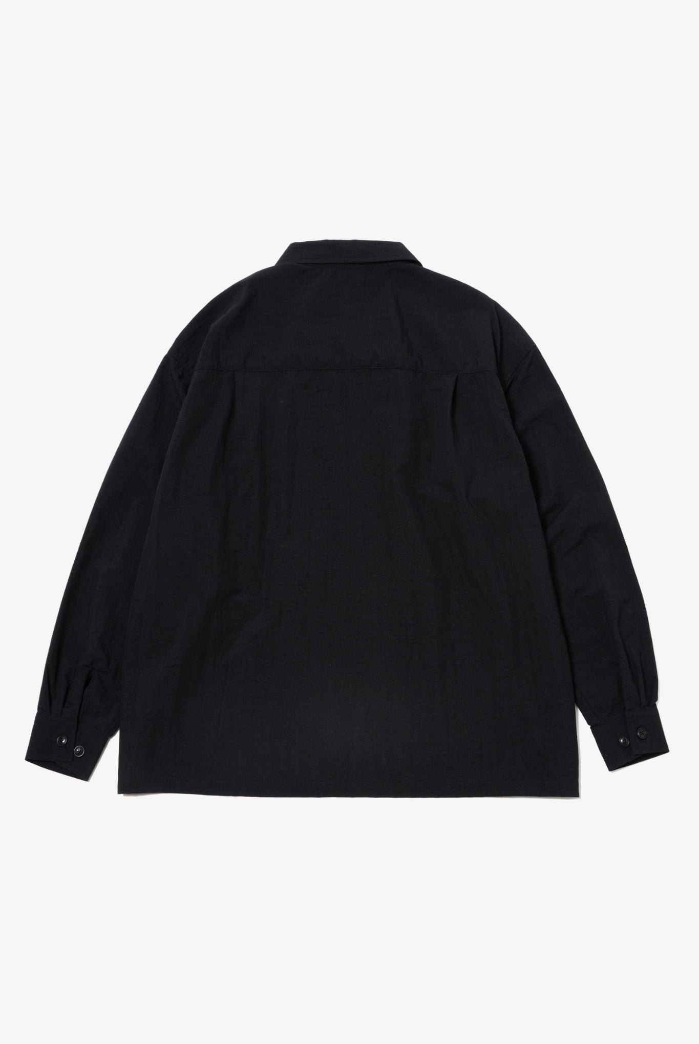 NYLON L/S SHIRTS B088 B089 シャツ 特殊素材 撥水 軽量 コットンライク セットアップ / BLACK