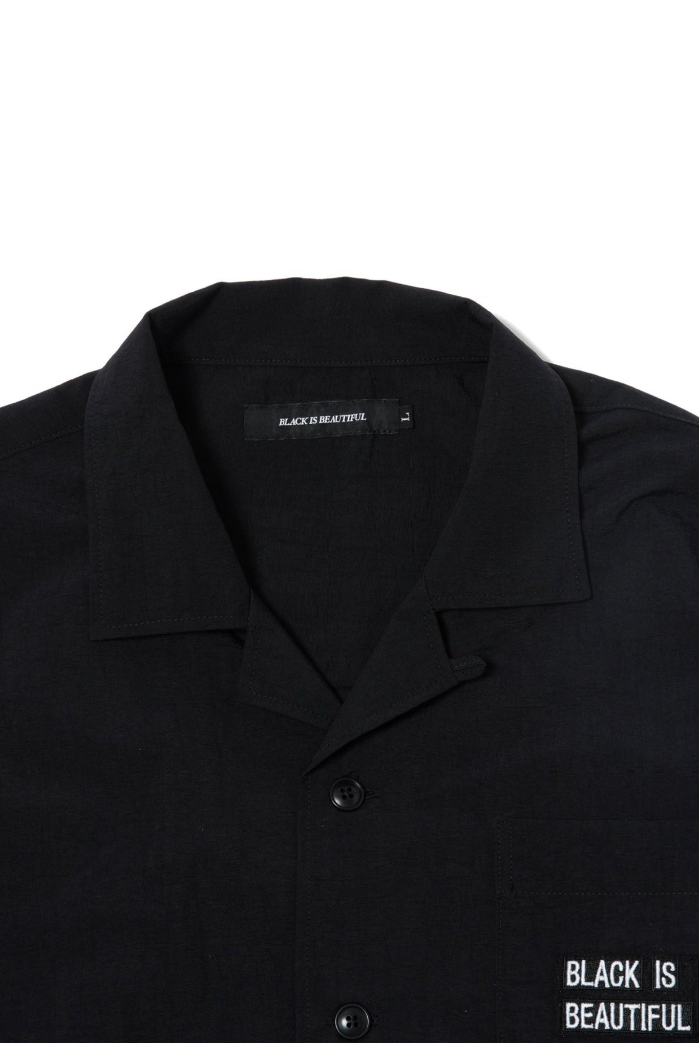 NYLON L/S SHIRTS B088 B089 シャツ 特殊素材 撥水 軽量 コットンライク セットアップ / BLACK