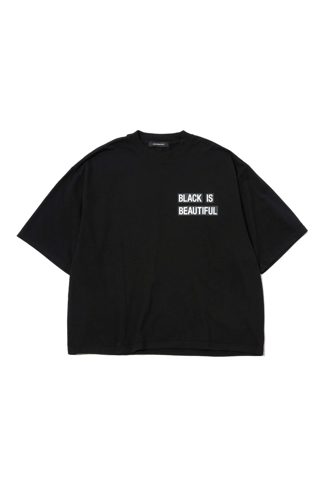 GARMENT DYE DROP SHOULDER B107 Tシャツ ショート丈 7.5オンス 厚手 オーバーサイズ / BLACK