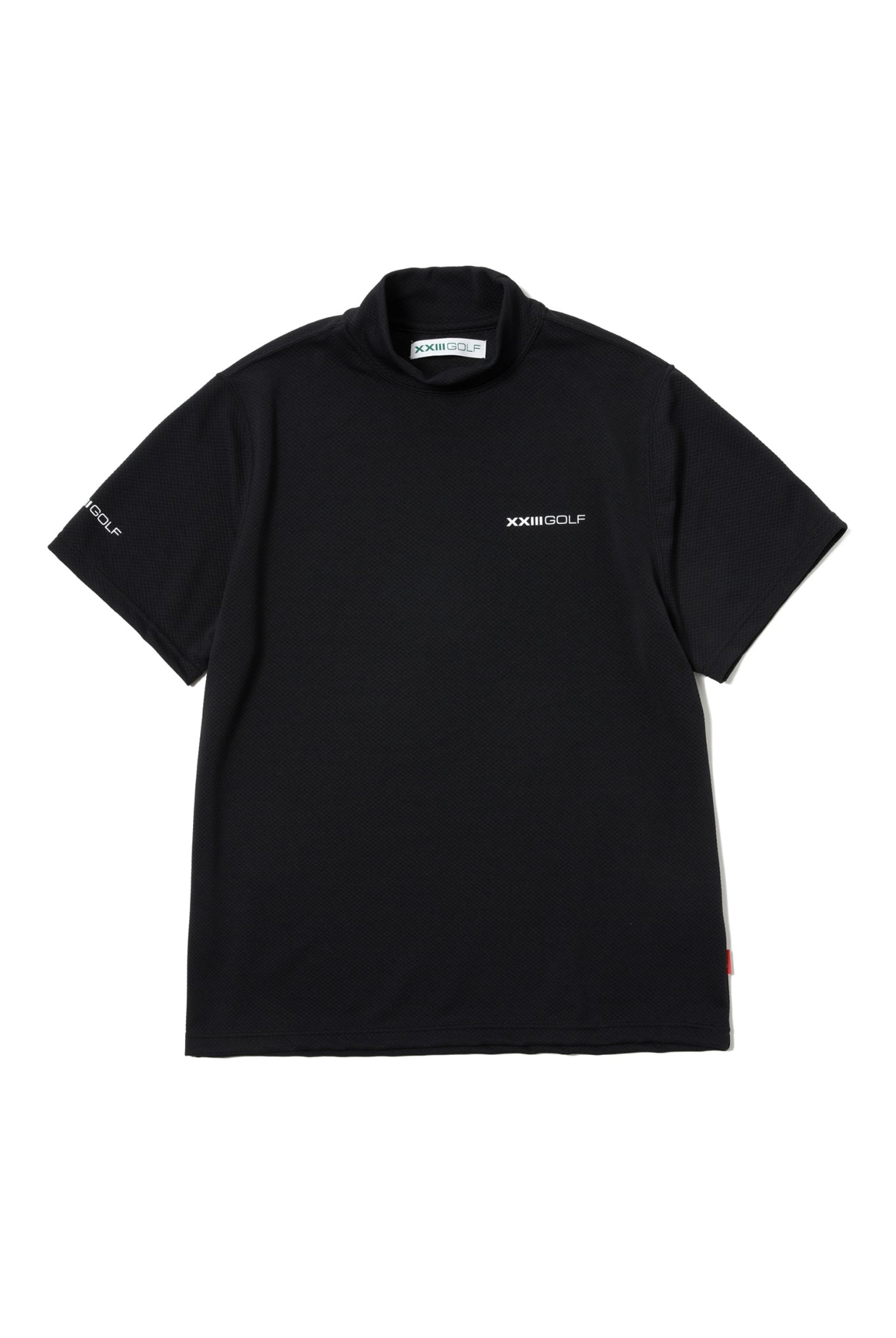 LOGO HIGH NECK S/S TEE G042 モックネック Tシャツ COOLMAX 吸湿 速乾 伸縮 透けにくい 日本製 / BLACK