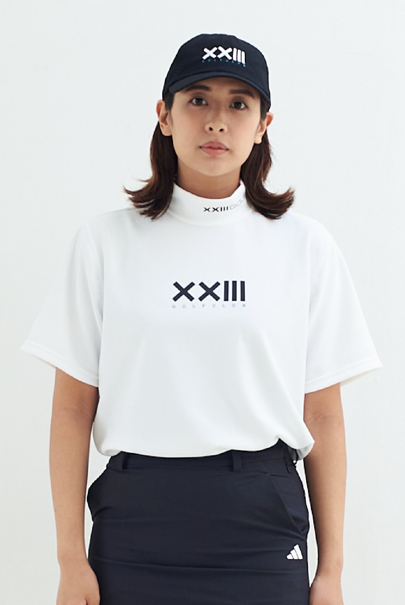 GOLF CLUB HIGH NECK S/S TEE G045 モックネック Tシャツ COOLMAX 吸湿 速乾 伸縮 透けにくい 日本製 / WHITE