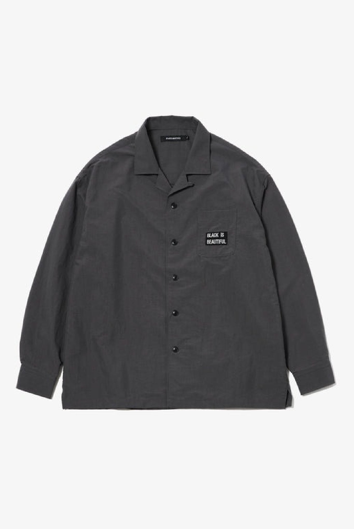 NYLON L/S SHIRTS B088 B089 シャツ 特殊素材 撥水 軽量 コットンライク セットアップ / CHARCOAL